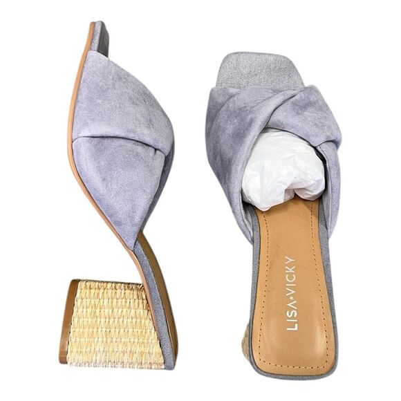 Lisa Vicky Lavender Impress Block Heel Suede Sandal 7 - Picture 1 of 4
